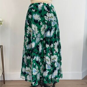Maeve Anthropologie Green Floral Maxi Skirt